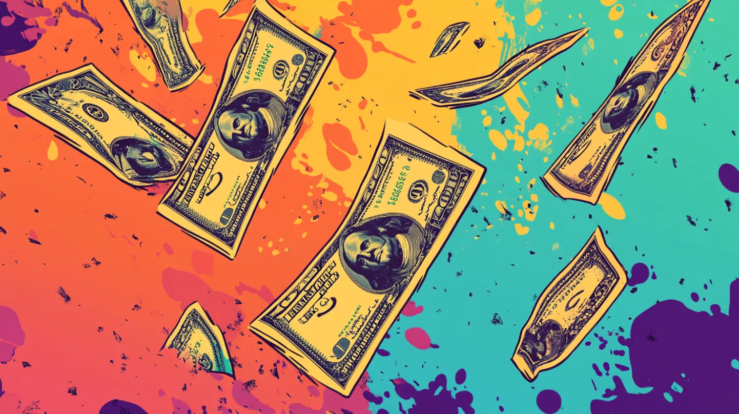 dollar notes raining down